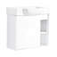 Meuble-lavabo mural moderne de 61 cm (24 po), lavabo en céramique blanche, charnières à fermeture douce, fini lustré, deux espaces de rangement ouverts. Meuble-lavabo blanc, porte fermée, emballage démontable.