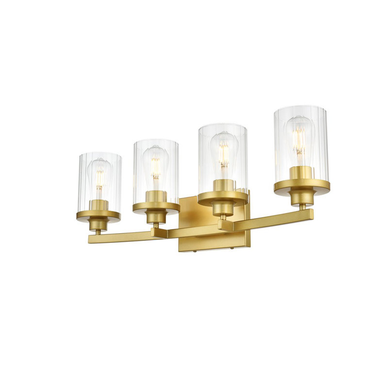 Éclairage pour meuble-lavabo à intensité variable Dariela, Laiton, H 10 po x l 25 po x P 25 po, Quatre lumières