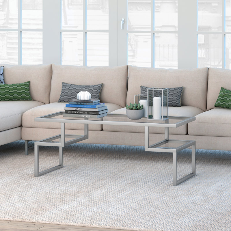 Sled Coffee Table with Storage, Nickel