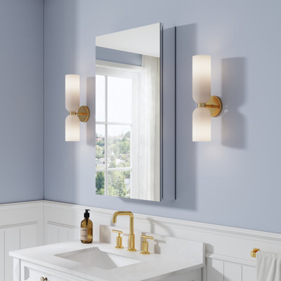 36''H Recessed Or Surface-Mount Bathroom Medicine Cabinet With Adjustable Glass Shelves
