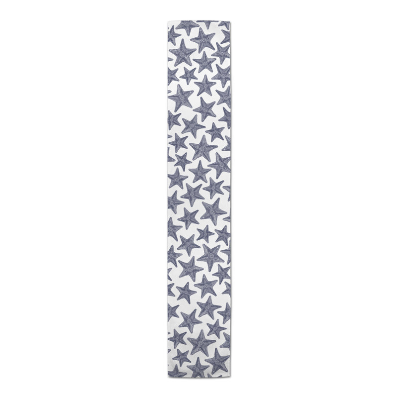 Cotte Rectangle Polyester Table Runner, 90" x 16", Navy Blue