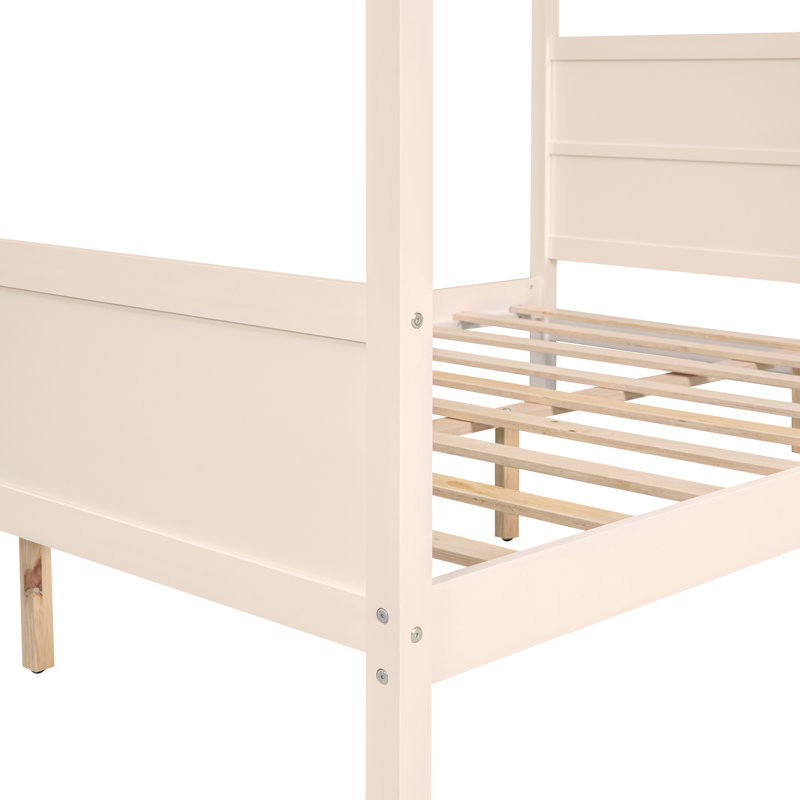 Lit plateforme à baldaquin avec tête et pied de lit, pieds de support à lattes