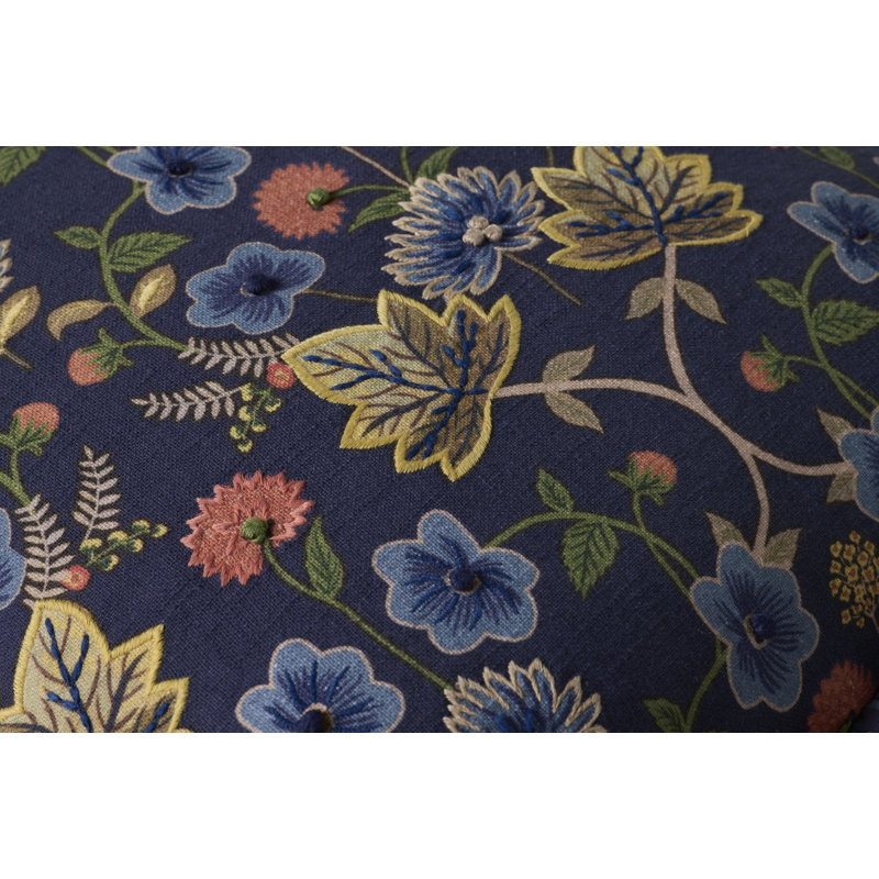 Rifle Paper Company x Loloi Maple Decorative Pillow, Blue/Multi, Down Blend