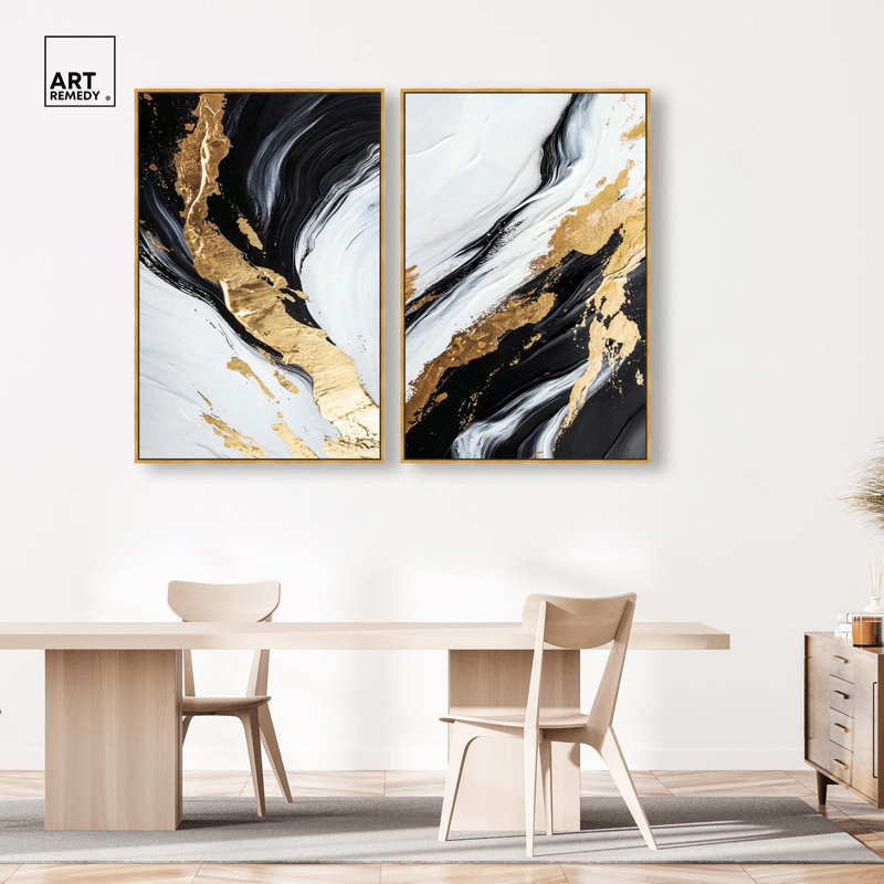 «Dynamic Fracture», reproduction d'art sur toile encadrée par Art Remedy, cadre doré, 36 x 54, H 55 po x l 37 po