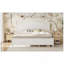 Structure de lit plateforme très grand avec tête de lit à vagues rétro, support de lattes en bois, aucun sommier requis, assemblage facile, structure robuste, mobilier de chambre à coucher avec design rétro classique, blanc