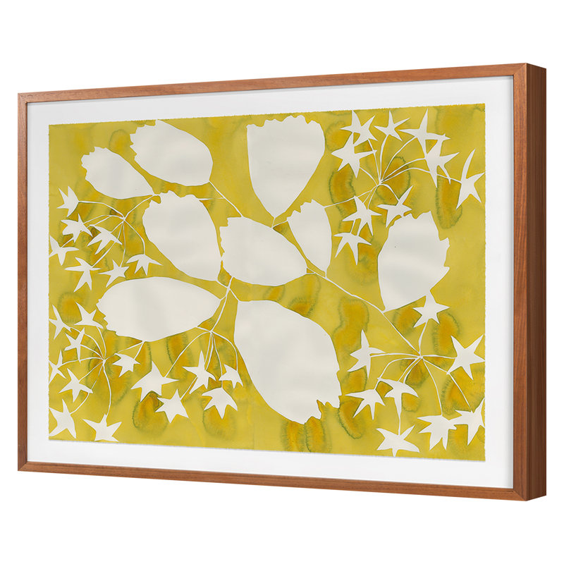Golden Spirea Print by Kate Roebuck, Walnut Framed, 28" H x 35" W