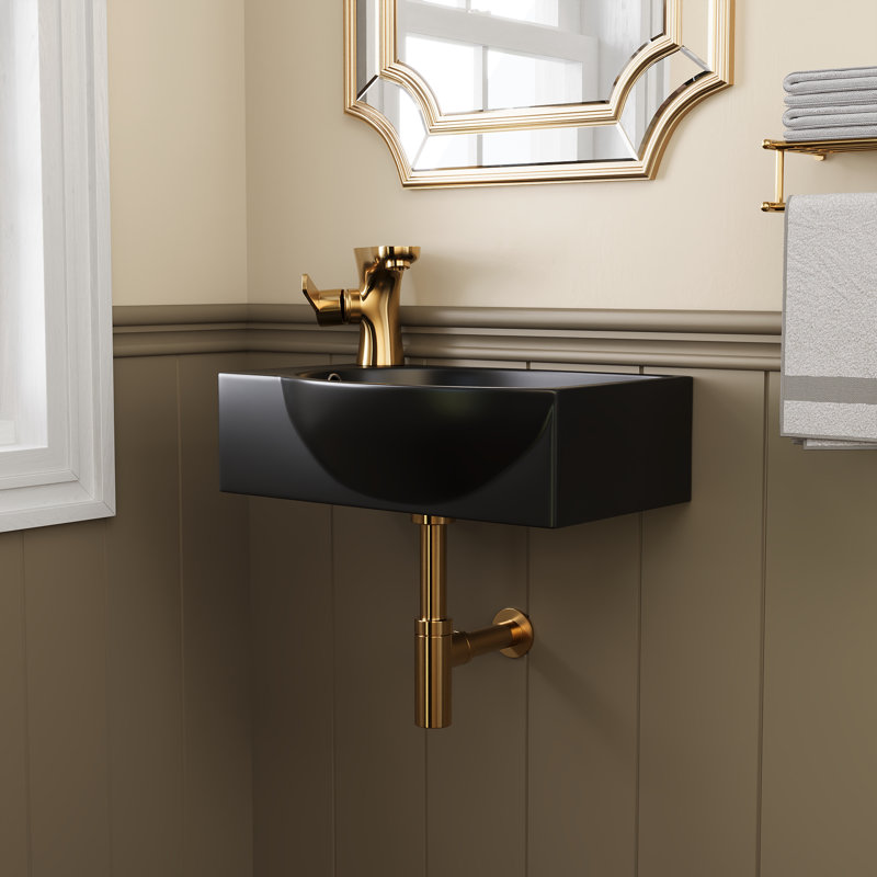 DeerValley 400mm L x 280mm W Ceramic Specialty Sink with Overflow, Black