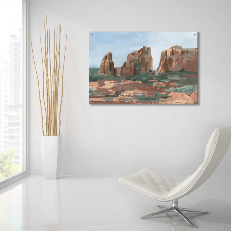 «Western Rock Formation 2» par Ethan Harper, art mural en verre acrylique, 24 po x 16 po, H 24 po x l 36 po x P 0,2 po