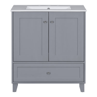 Ensemble de meuble-lavabo 30 po avec lavabo en céramique et grand espace de rangement