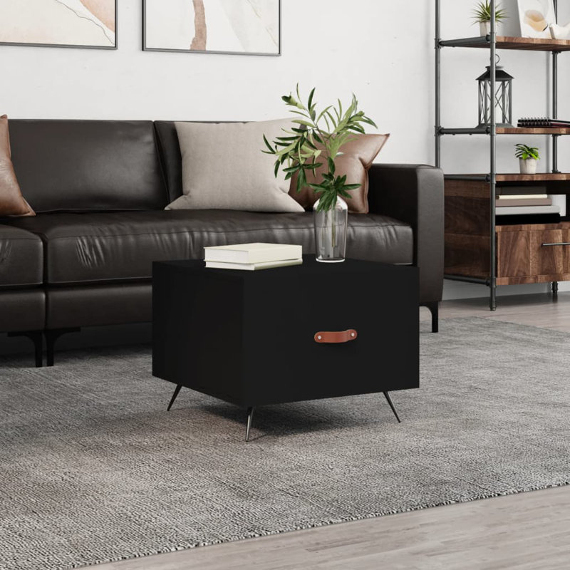 Chonie Four Leg Coffee Table with Storage, Black