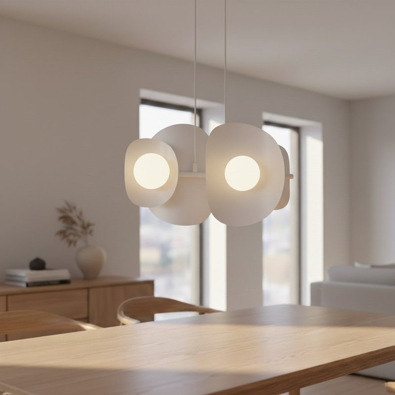 - Light Matt Pendant, White, 4 Lights