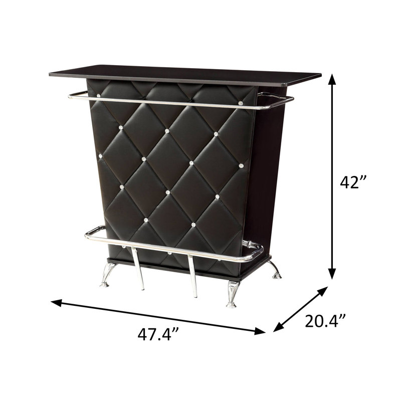 47.4" W Contemporary Bar Table, Black (K/D), Black