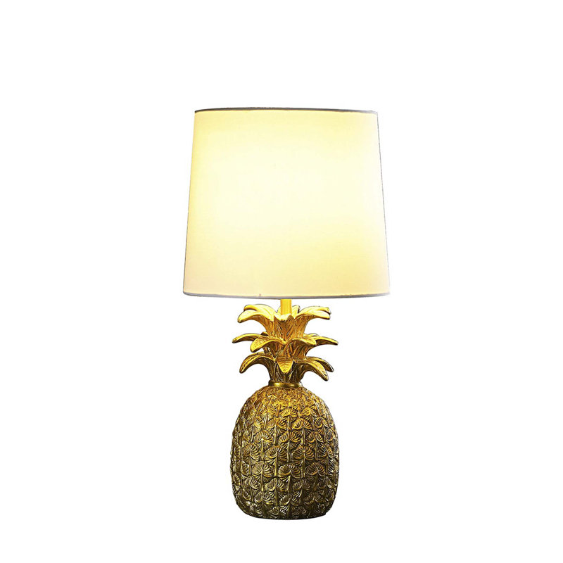 17" In Tropical Heahea Pineapple Table Lamp, Gold