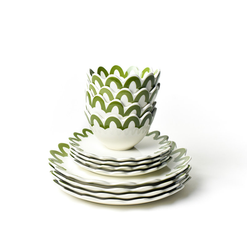 Ensemble de vaisselle 12 pièces Olive Arabesque, Vert