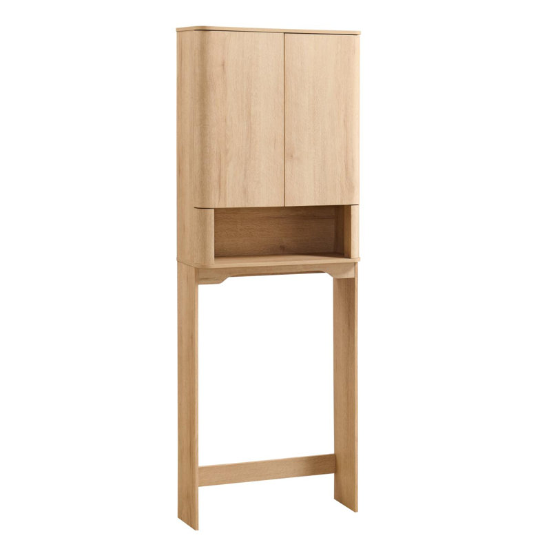 Freestanding Over The Toilet Storage Cabinet With Adjustable Shelf, Natural Oak
