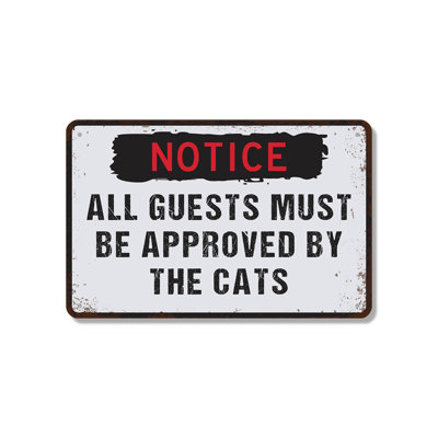 Funny Cat Welcome (2 Pack) 7 Inch x 10 Inch Novelty Aluminum Sign