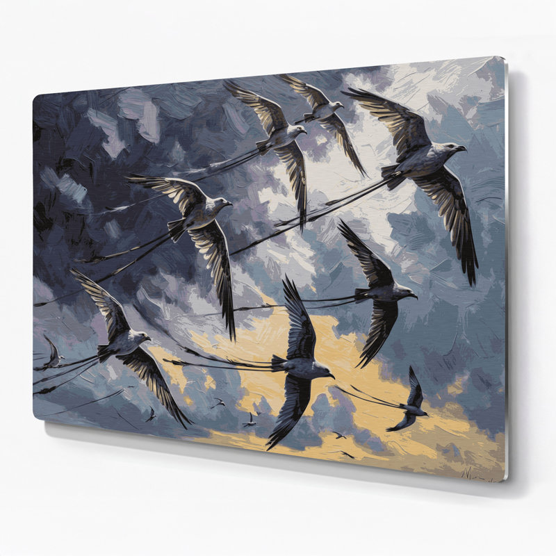 «Birds Mississippi Kite Grey», art mural en métal, H 20 po x l 24 po
