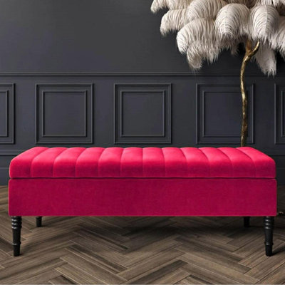 Chesterfield Ottoman Storage Box - Plush Velvet Blanket box - Shoe Bench - End of Bed Bench