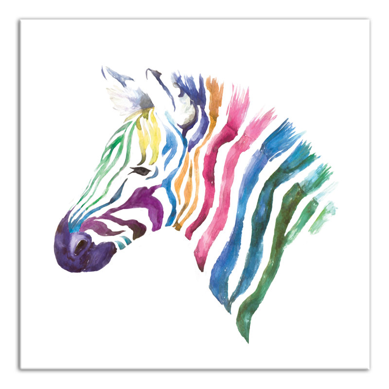 Toile de zèbre en arc de couleur arc-en-ciel Majeski, Toile tendue, H 24 po x l 24 po x P 1,25 po