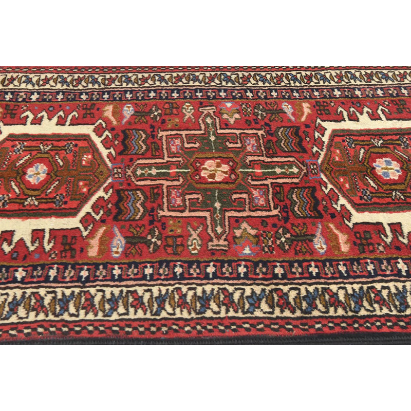 Tapis de couloir oriental tribal rouge 2X9'5 One-of-a-Kind