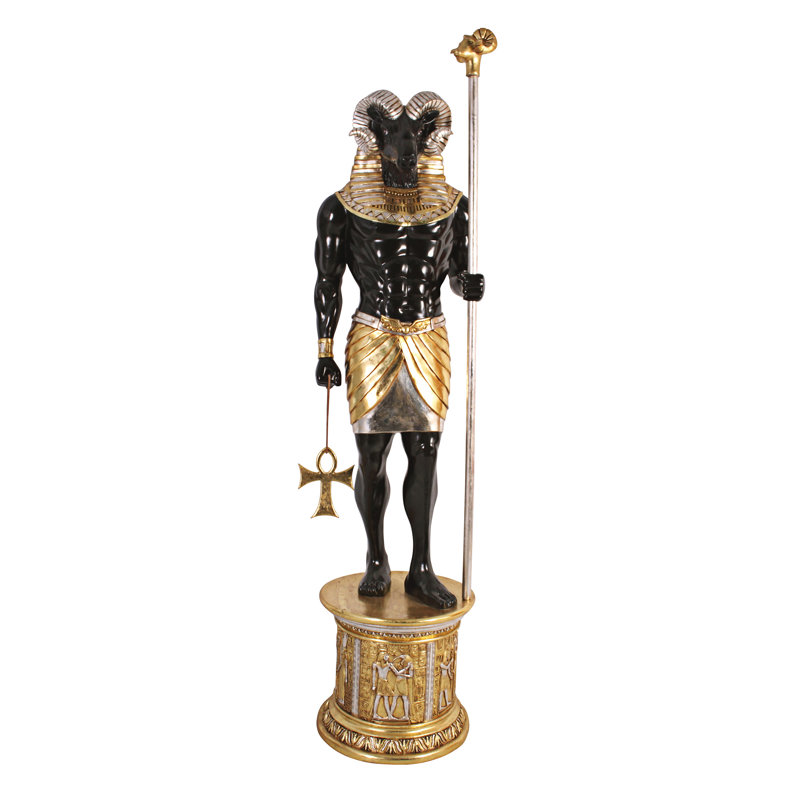 Statue égyptienne grand Khnum avec piédestal