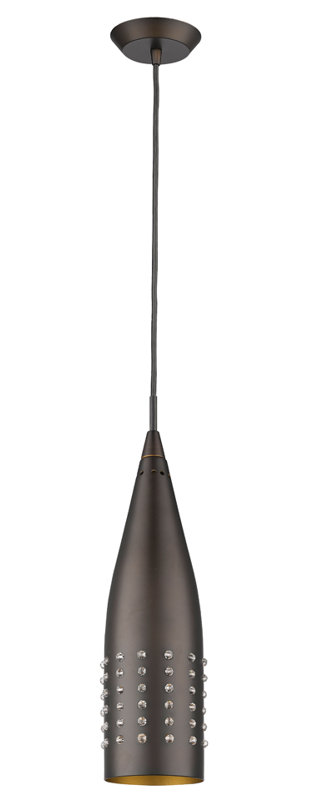 Luminaire suspendu conique 1 lumière Charlcombe, H 10,75 po x l 3 po x P 3 po, Bronze huilé