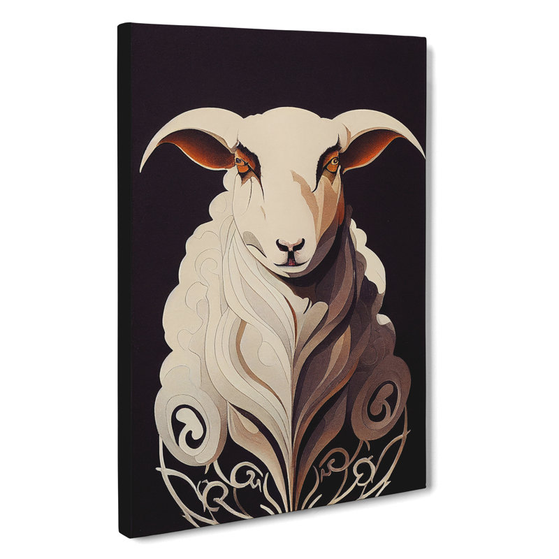 Art Deco Sheep - Wrapped Canvas Print, 50cm H x 35cm W x 3cm D