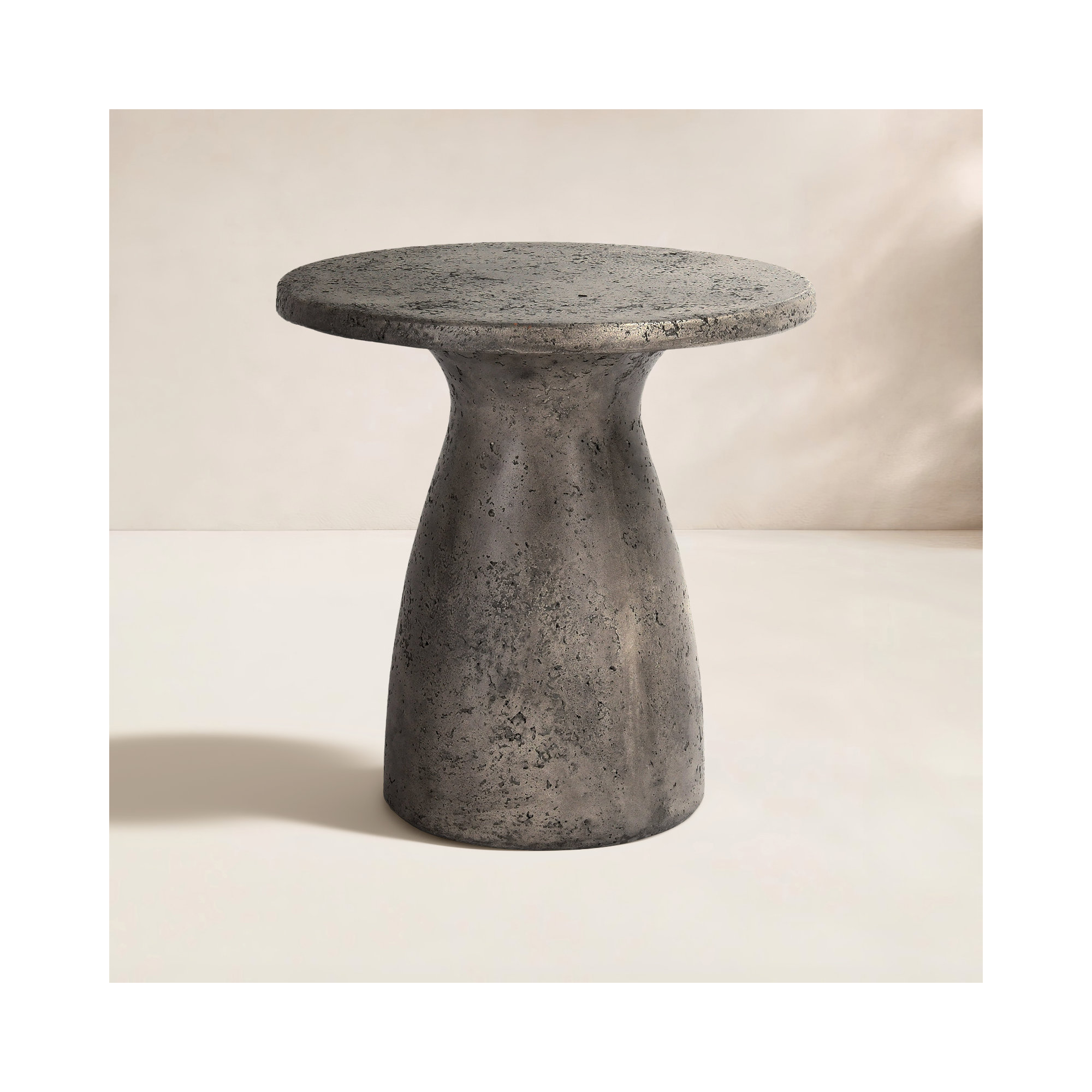 Adainville 16'' Stone Outdoor Table, Dark Gray