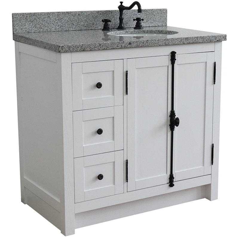 Ensemble de meuble-lavabo simple 37 po Seshadri, Granite, Glacier cendré