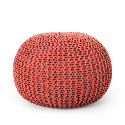 Pouf rond en coton - corail et coussin de sol, capacité de poids de 200 lb, ajout décoratif, nettoyage des taches, bourre de perles, profondeur de 20 po x largeur de 13 po, tricot de 2,5 lb et limite de 200 lb, accessoire, nettoyage seulement,