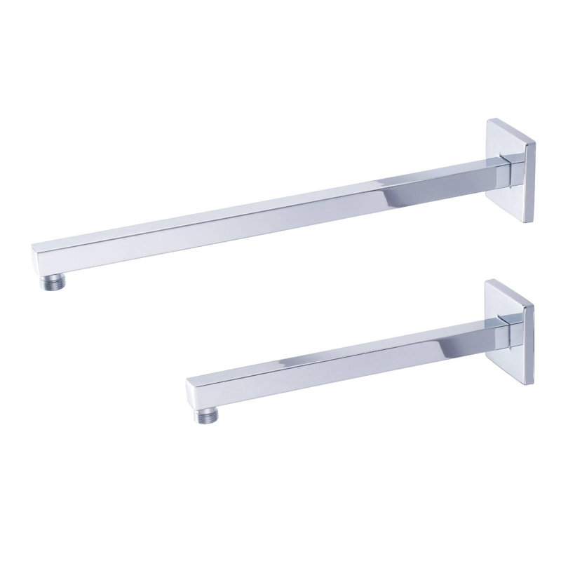 Bras de douche carré mural avec bride Wallmount, Chrome poli