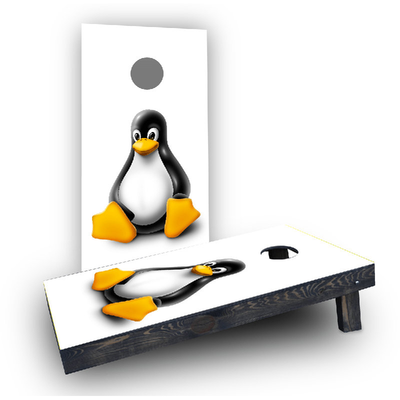 Tux The Linux Mascot Cornhole Game Set, Whole Kernel Corn