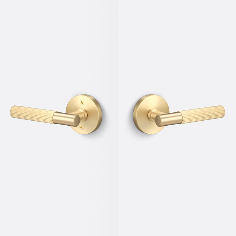 Aspra Round Passage Rosette, Straight Knurled Grip, Satin Brass
