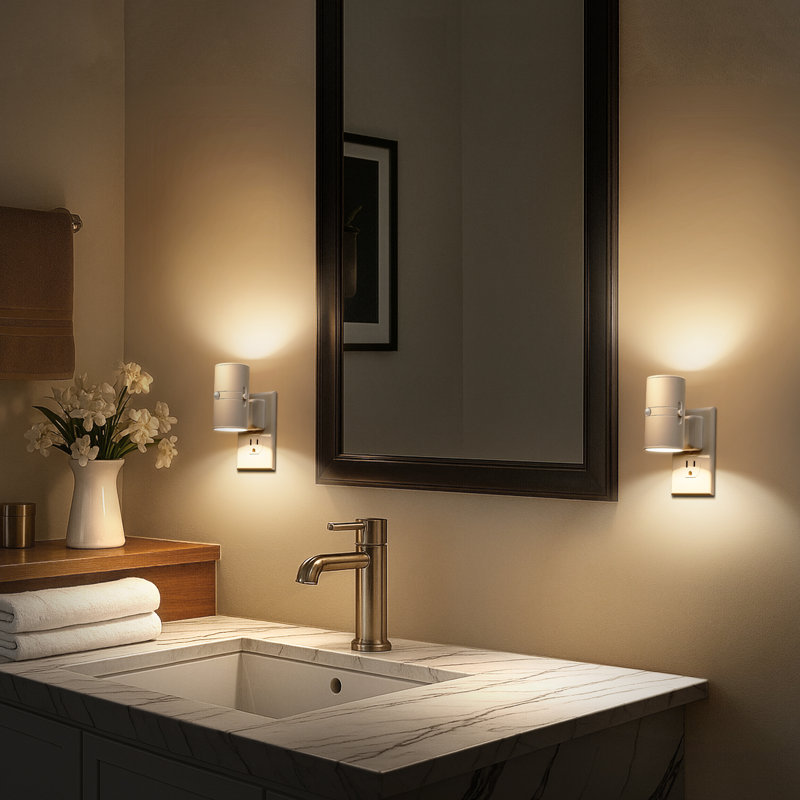 White Cylinder Plug-In Motion Sensor Night Light With Dimmer 3000K