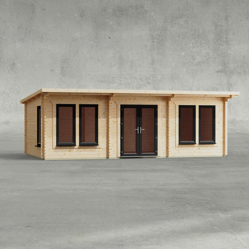 Powersheds 24 x 12ft Pent Manor Log Cabin, Doors Central - 44mm