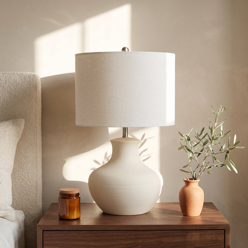 Lillith Ceramic Table Lamp, Ivory