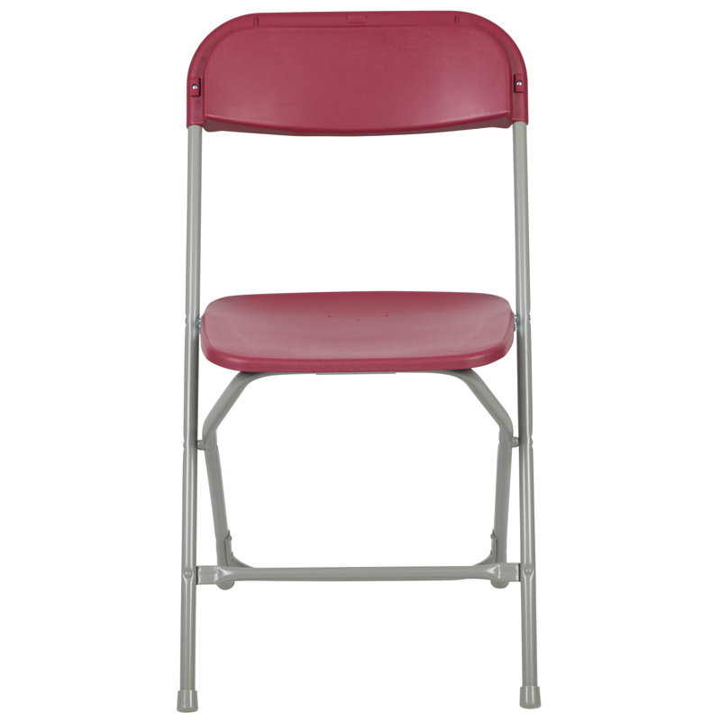 Premium Plastic Folding Chair, Red/Grey