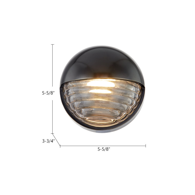 Palais Aluminum LED Flush Mounted Sconce, Ribbed Glass/Urban Bronze