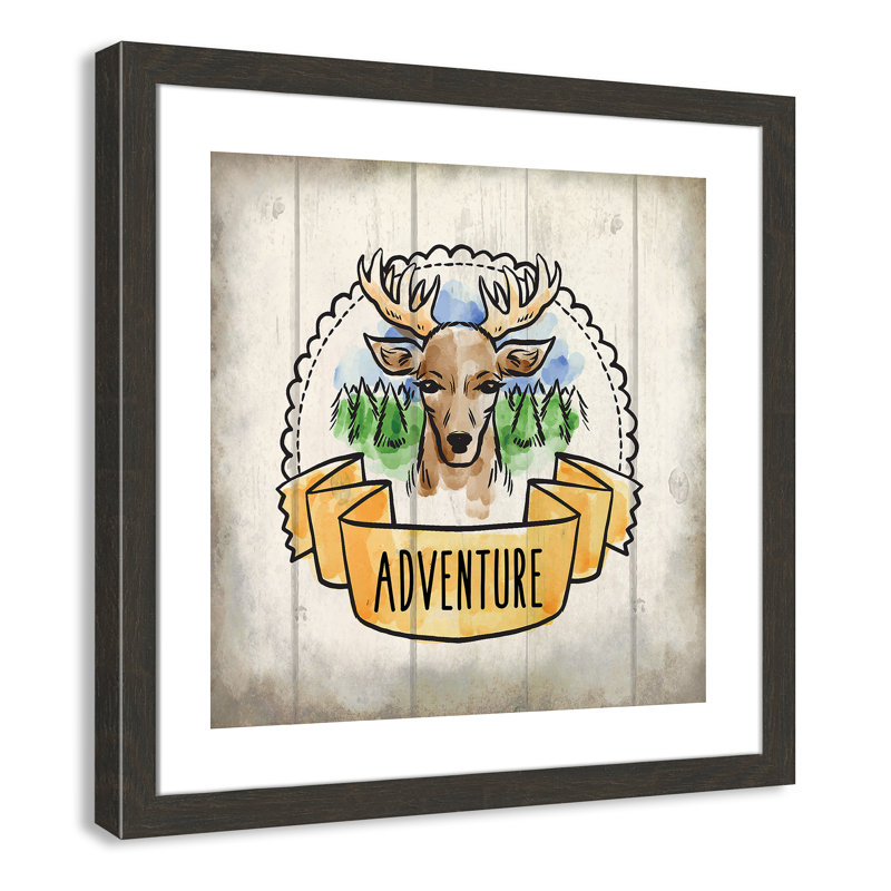 Adventure is out There 1, art encadré, H 22,5 po x l 22,5 po x P 0,6 po, Cadre plat à grain de bois noir