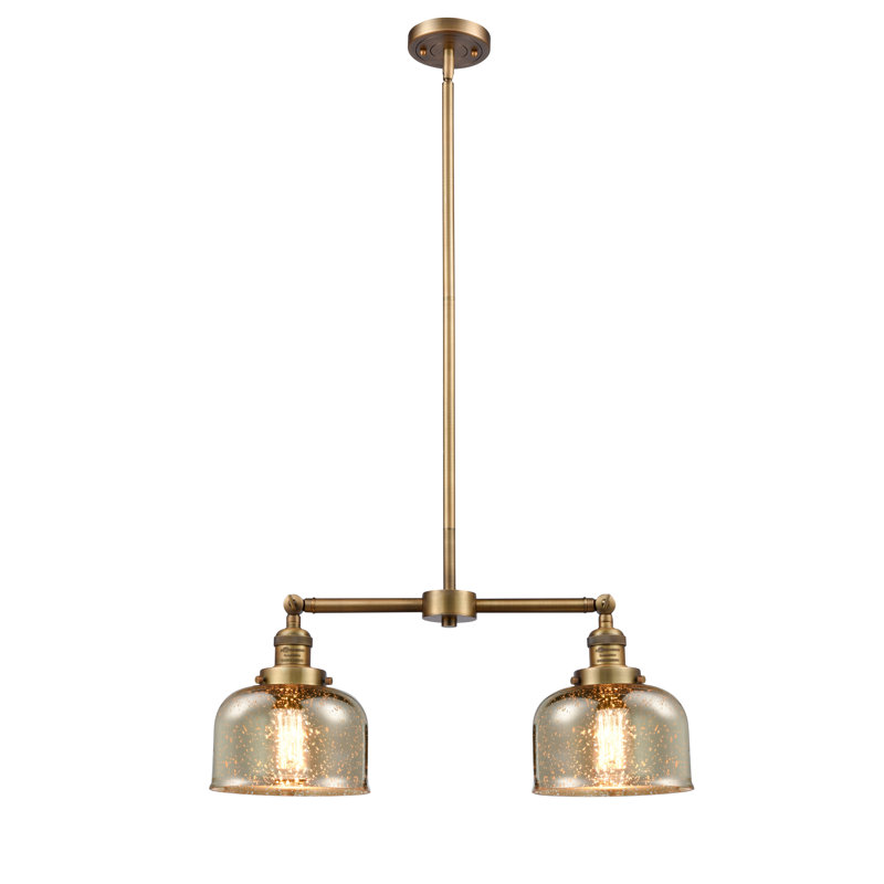 Large Bell 8" - 2 Light 21" Island Light, Silver Mercury, Brushed Brass, No Bulb Included