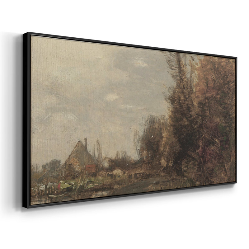 Paysage, série CCLXI, toile tendue avec châssis, prête à être accrochée, H 25 po x l 49 po, Noir