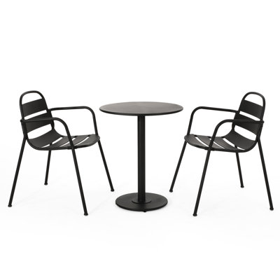Bistro d'extérieur en fer noir mat, convenant à différents styles de décor en fer de cour moderne avec une structure stable