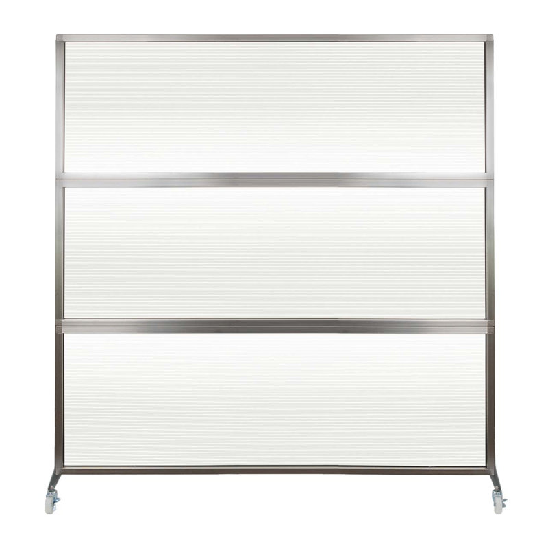 Cloison portative 6 pi Medipanel - Garniture argentée, H 72 po x l 72 po x P 15 po, Transparent