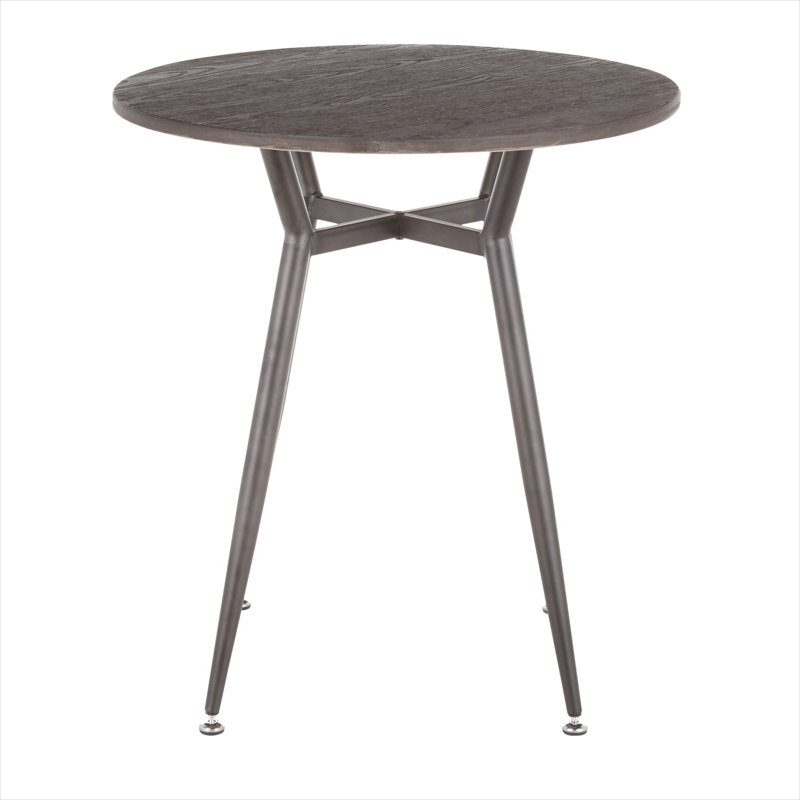 Table de salle à manger ronde à 4 places de style industriel, plateau en bambou espresso sur base en acier brun