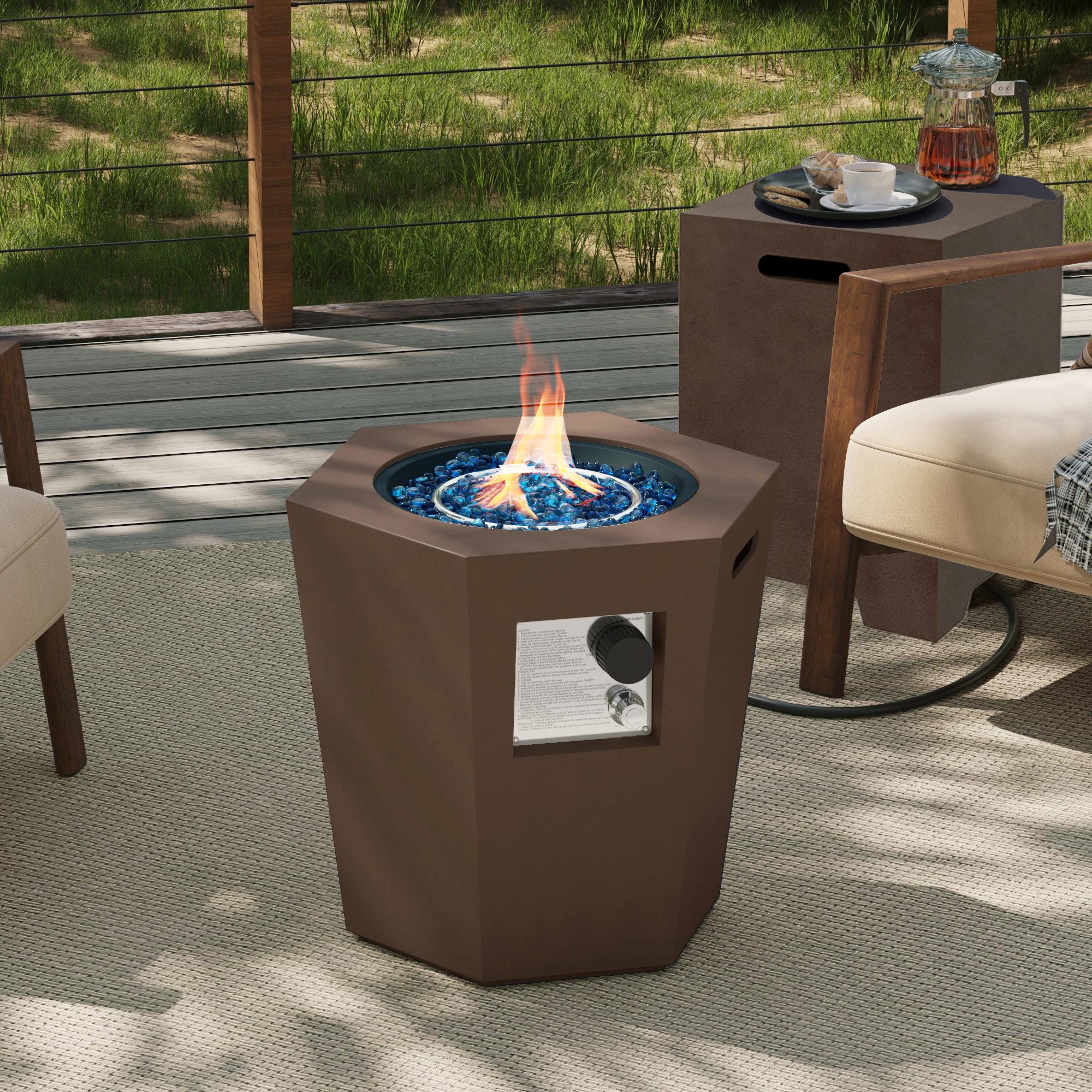 Brayden Studio Cassietta 28 in. 40,000 BTU Hexagon Concrete Outdoor