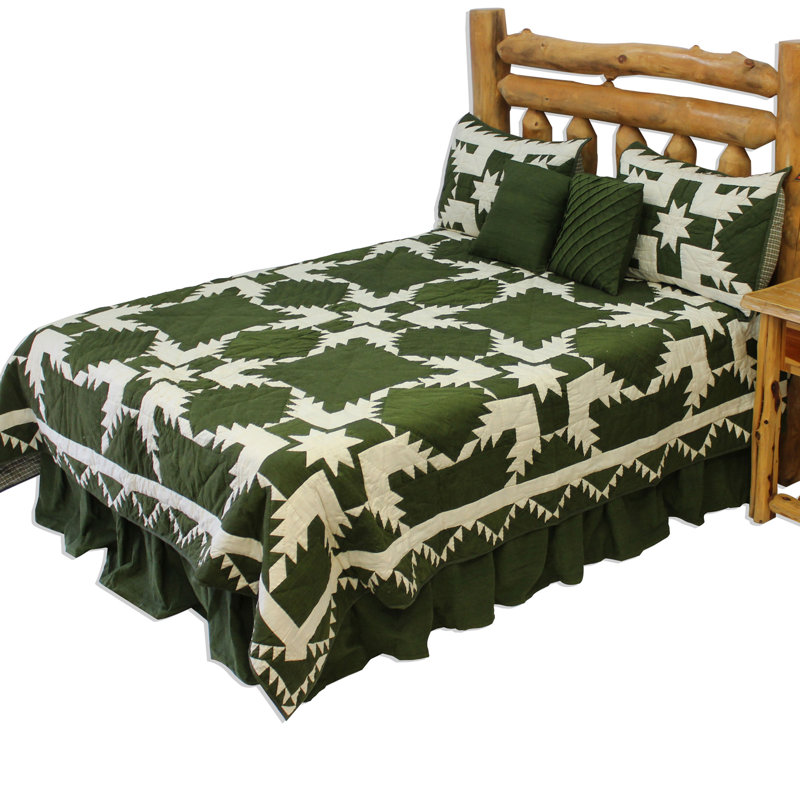 Embroidered Blanket, 85" W x 95" L, Green
