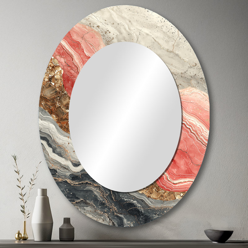 Décoration de miroir rose ovale en cristal Rose Whispers Of The Crystal, 43 po x 33 po