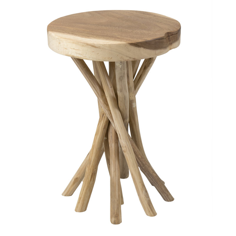 Table de bout à piédestal en bois massif Selah, Naturel, H 20,5 po x l 13,8 po x P 13,8 po
