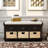Rustic Storage Bench With 3 Drawers And 3 Rattan Baskets Shoe Bench-114198569