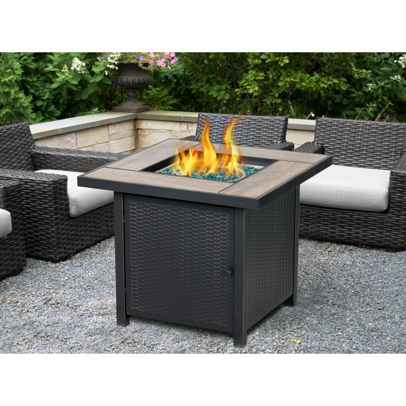 30-Inch Black Steel Gas Fire Pit Table